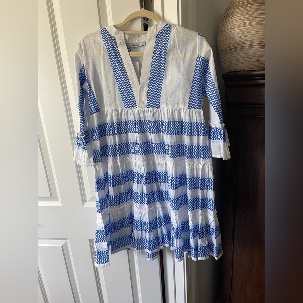 NWT Bindu Glenda Blue White Dress - Picture 2 of 5